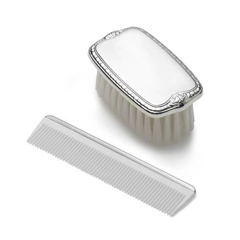 Empire Silver Boy's Plain Design Brush and Comb Set in Sterling Silver