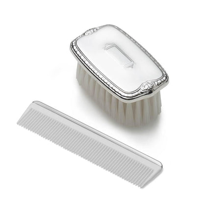 Empire Silver Boy's Shield Design Brush and Comb Set in Sterling Silver