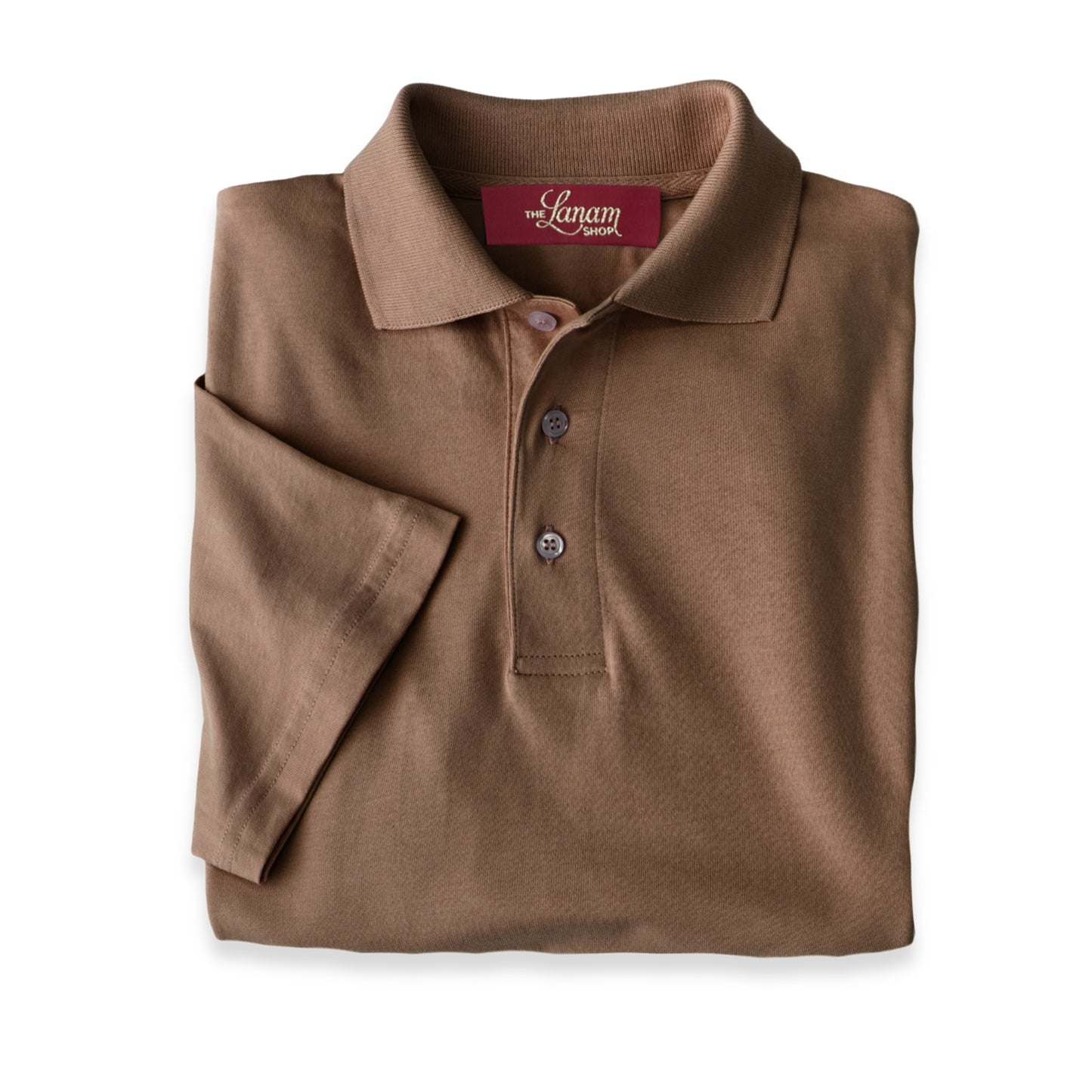 Men Short Sleeve Pima Cotton Jersey Polo | Light Coffee