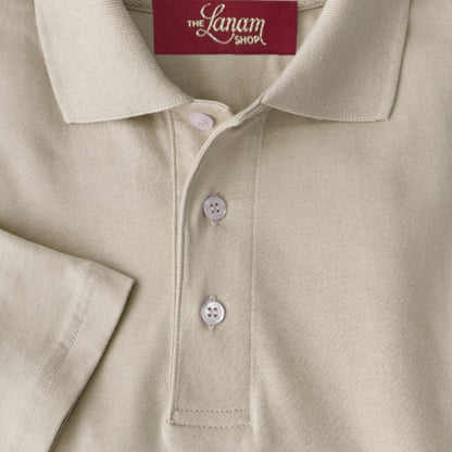 Men Short Sleeve Pima Cotton Jersey Polo | Oatmeal