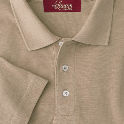 Men Short Sleeve Pima Cotton Pique Polo | Tan