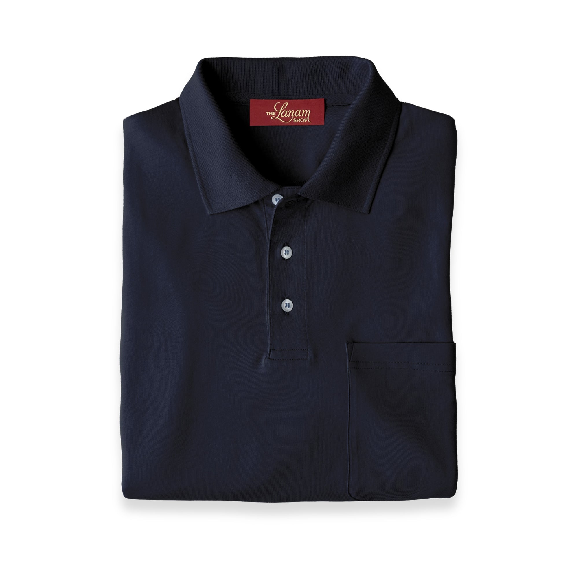 Men's Short Sleeve Pima Cotton Jersey Polo with Pocket | Navy Blue