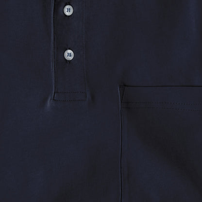 Men's Short Sleeve Pima Cotton Jersey Polo with Pocket | Navy Blue