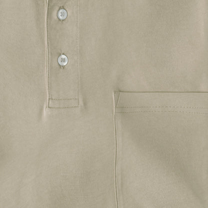 Men's Short Sleeve Pima Cotton Jersey Polo with Pocket | Oatmeal