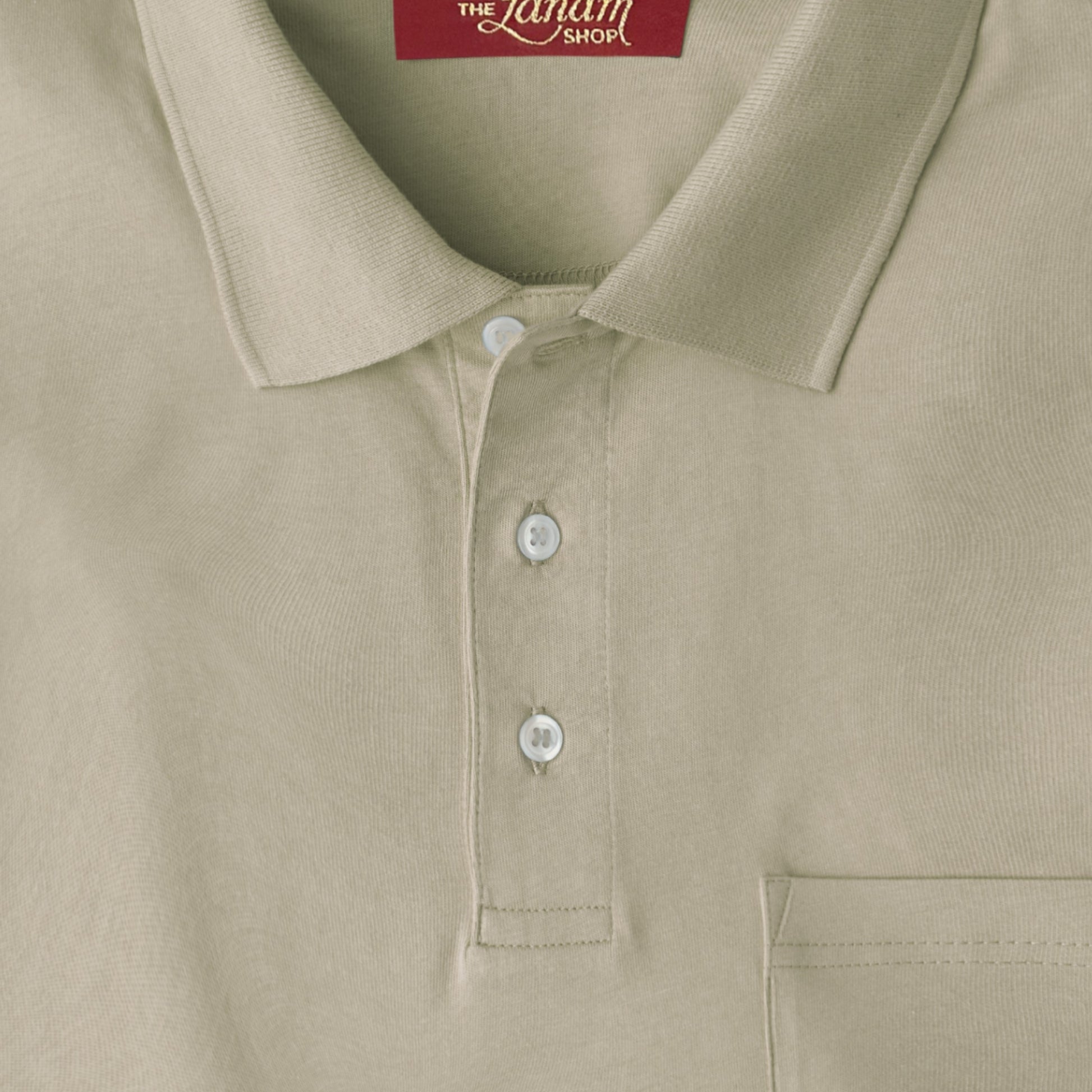 Men's Short Sleeve Pima Cotton Jersey Polo with Pocket | Oatmeal