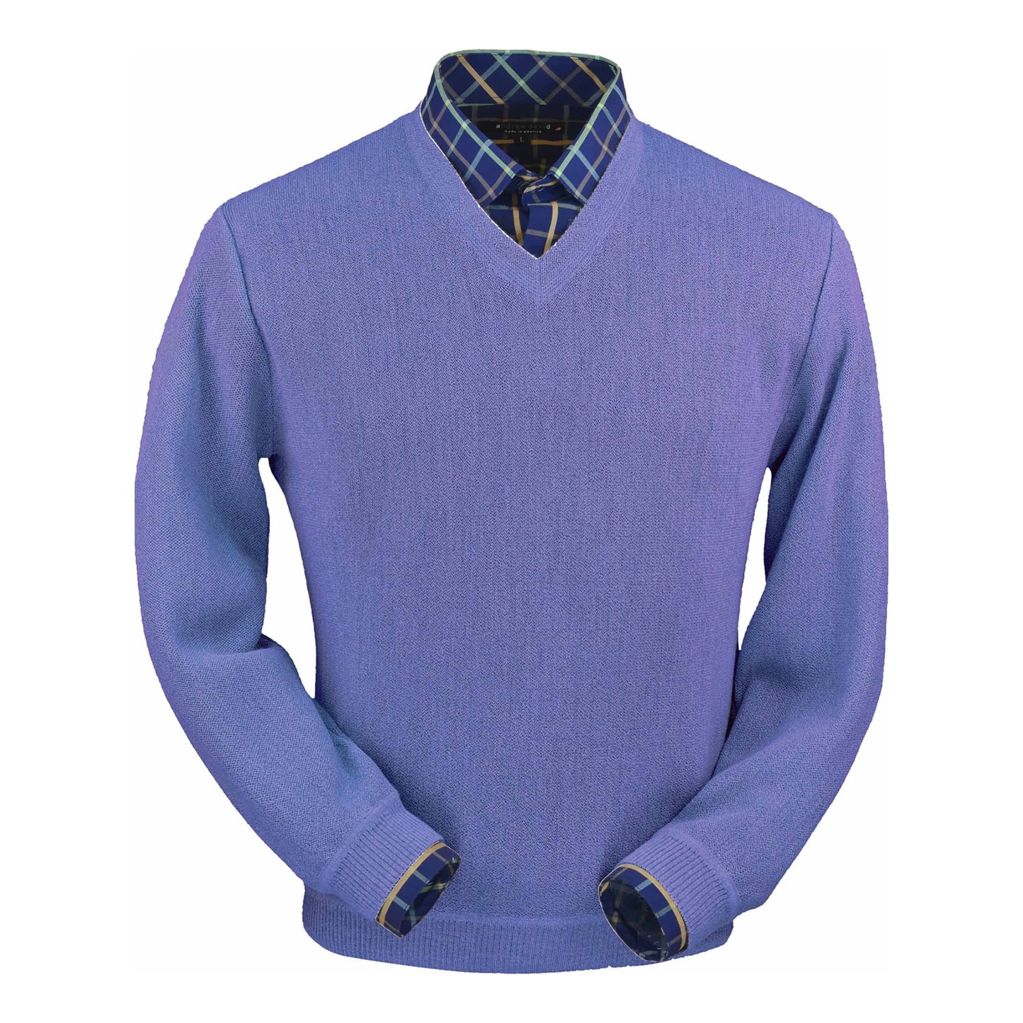 Men's Baby Alpaca & Merino Wool V-Neck Sweater in Lilac Heather