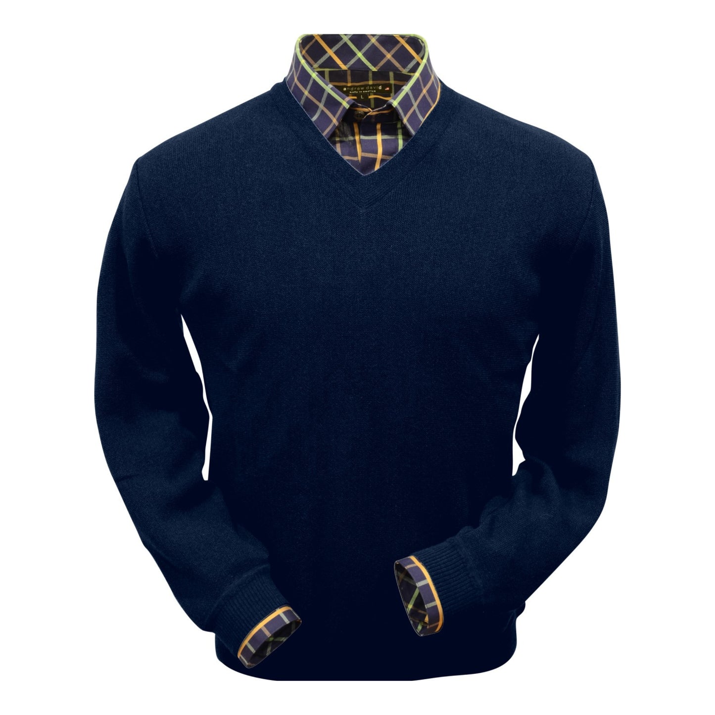 Men's Baby Alpaca & Merino Wool V-Neck Sweater in Navy