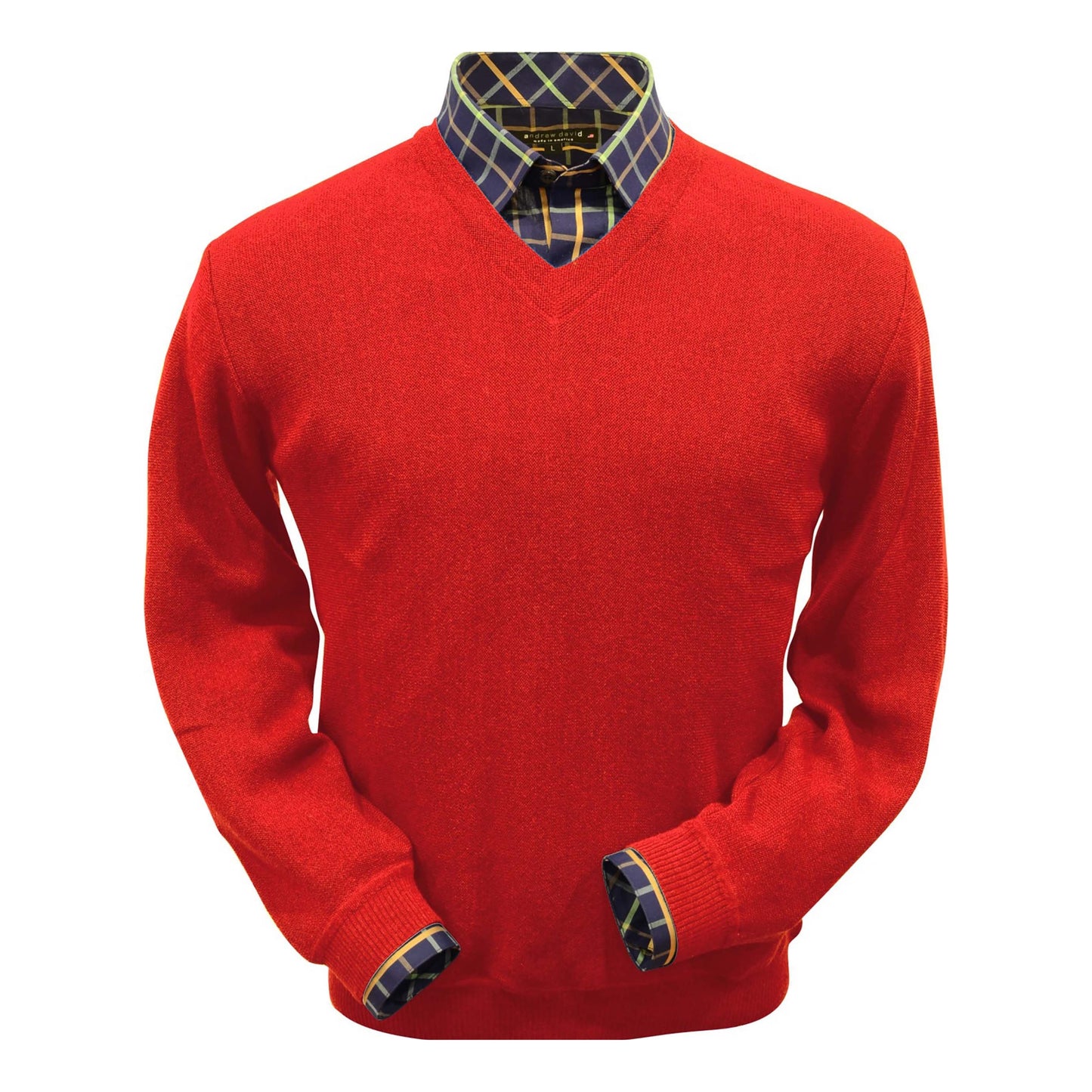 Men's Baby Alpaca & Merino Wool V-Neck Sweater in Red