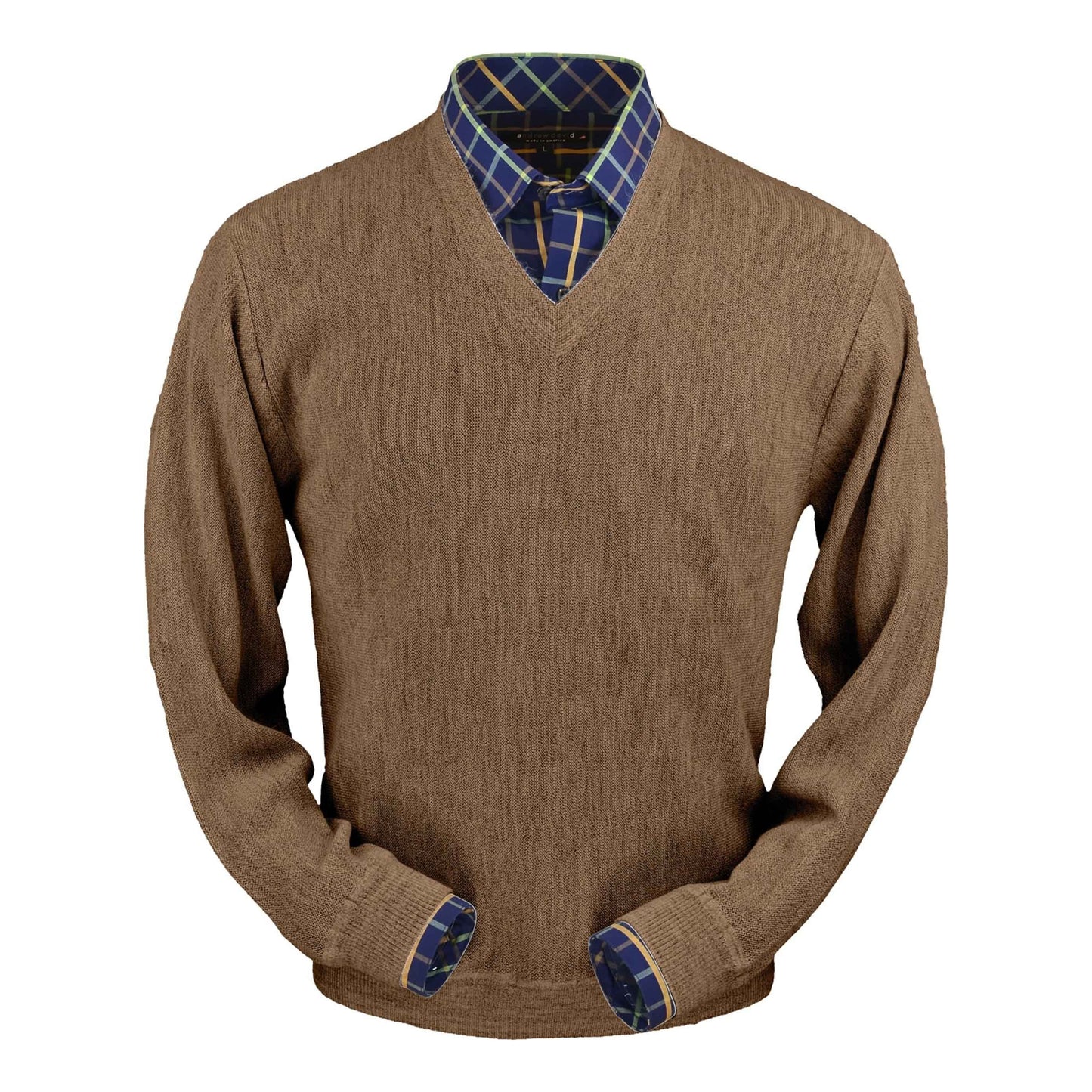 Men's Baby Alpaca & Merino Wool V-Neck Sweater in Vicuna