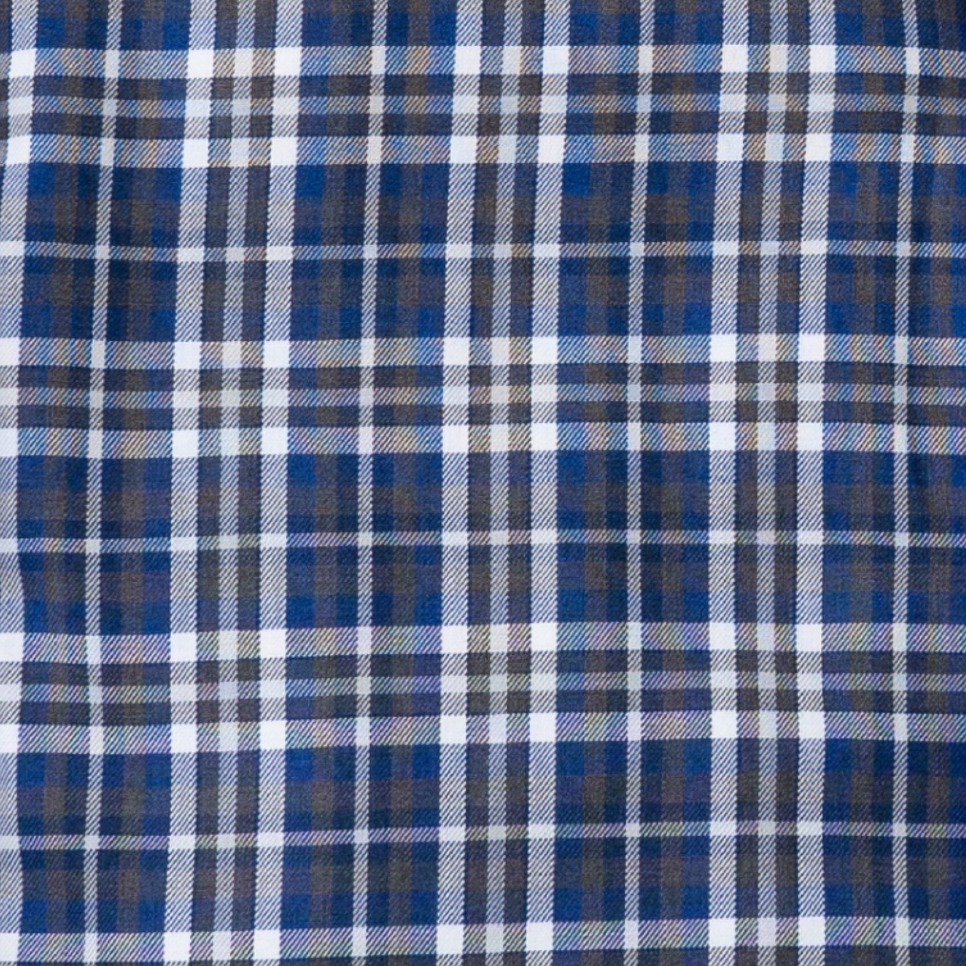 Men's Blue and White Plaid Viyella Shirt