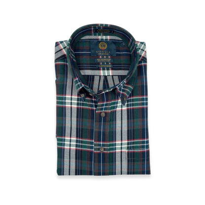 Men's Bottle and Navy Plaid Viyella Shirt