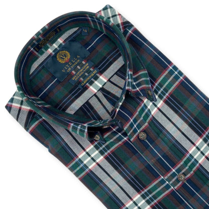 Men's Bottle and Navy Plaid Viyella Shirt