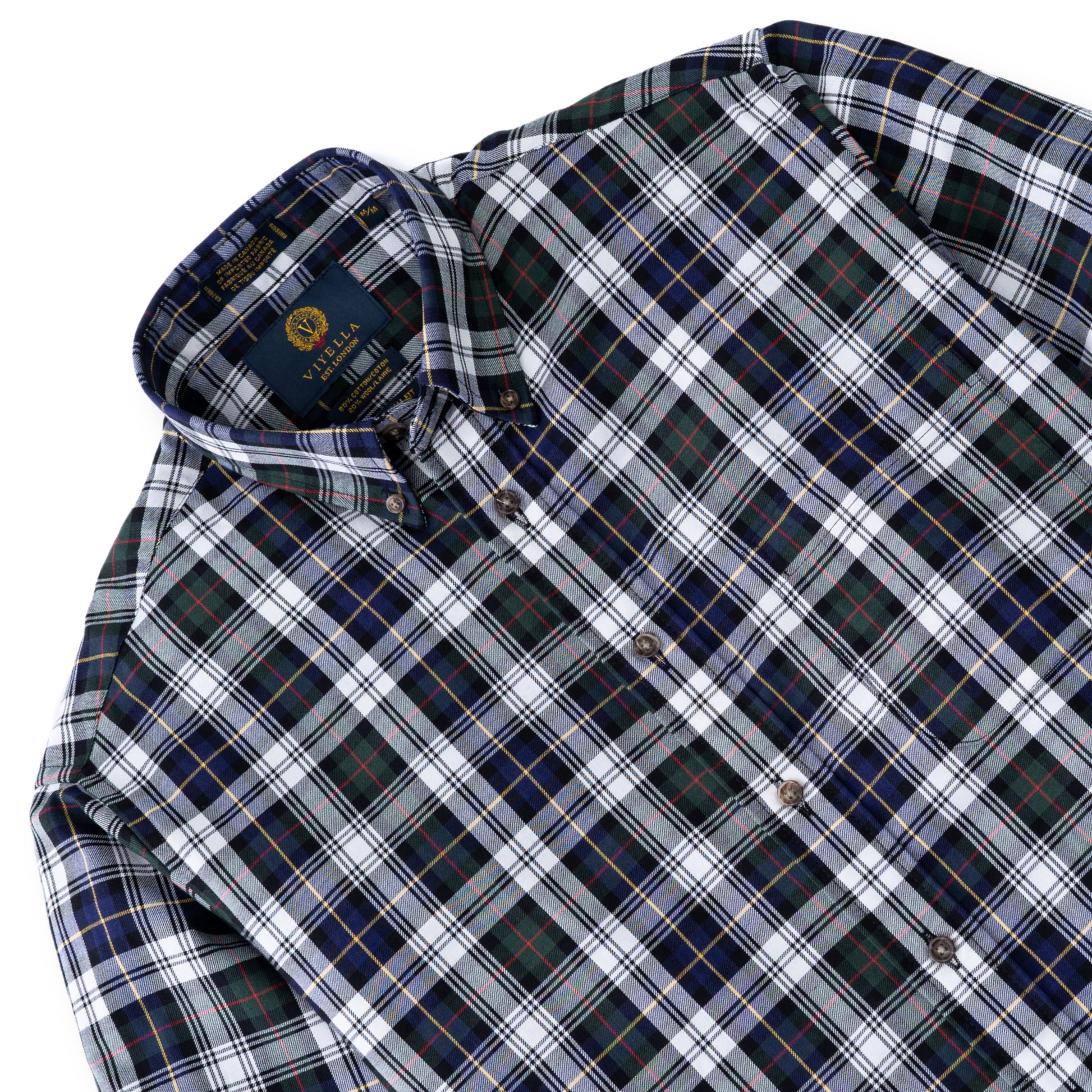 Men's Brunswick and Navy Plaid Viyella Shirt