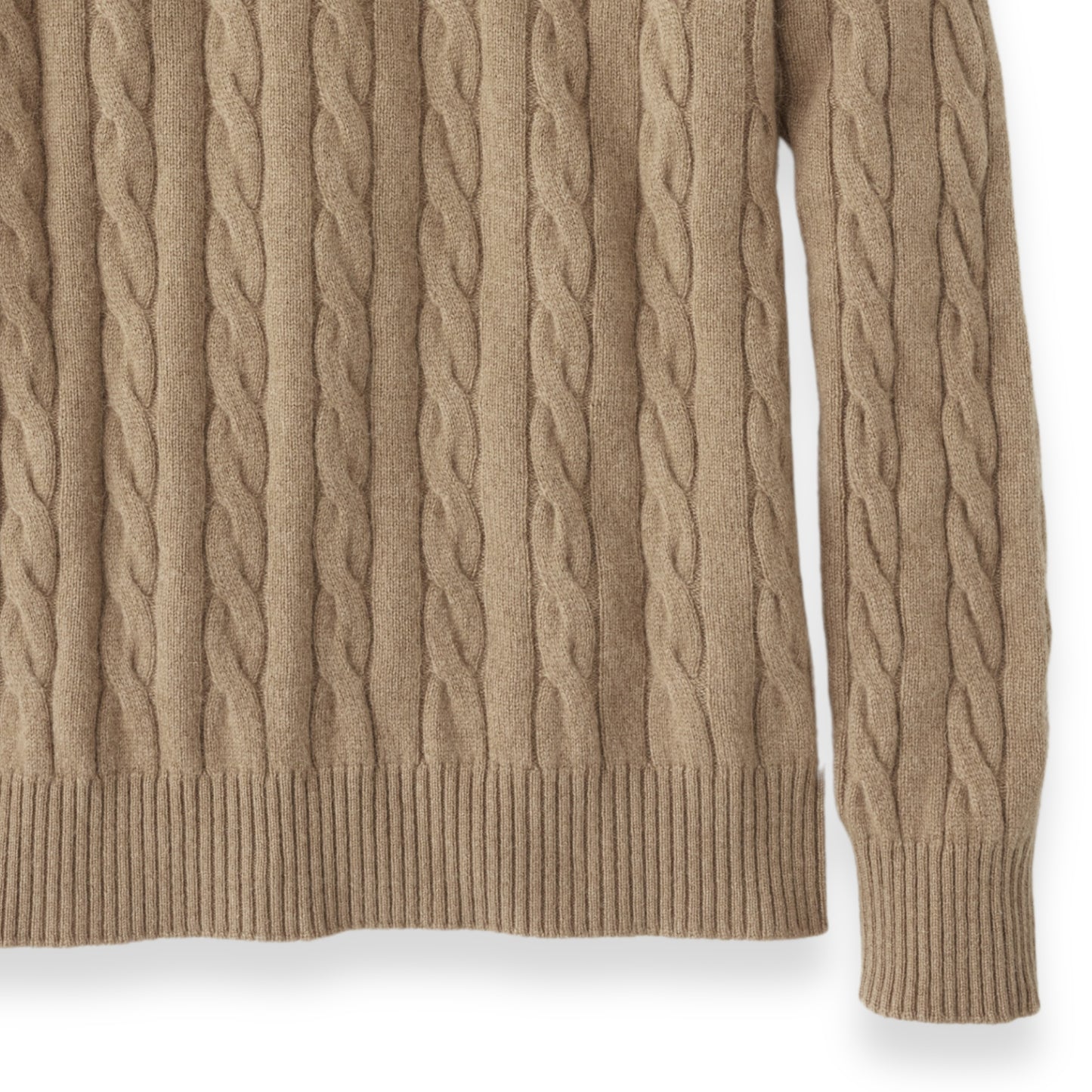 Men's Camel Hair Cable Knit Crew Sweater