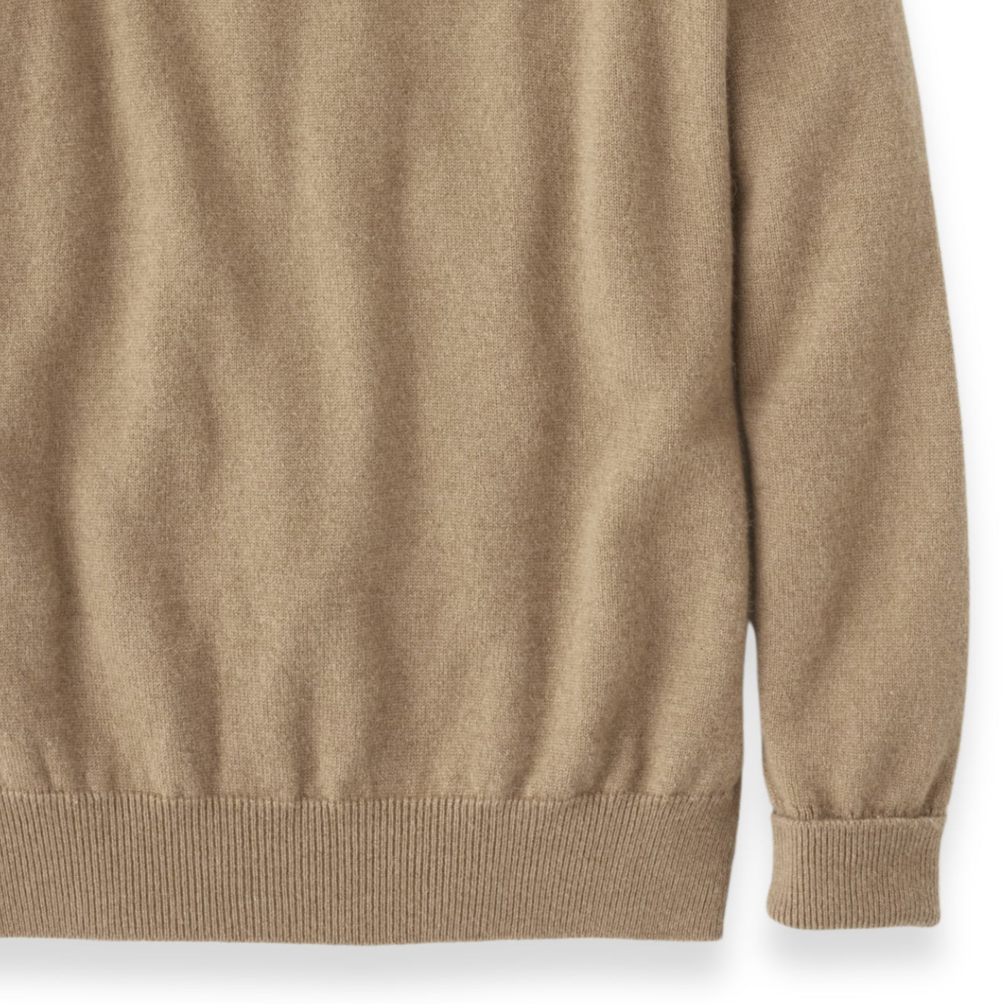 Men's Camel Hair Camel Hair Crew Neck Sweater with Saddle Shoulder