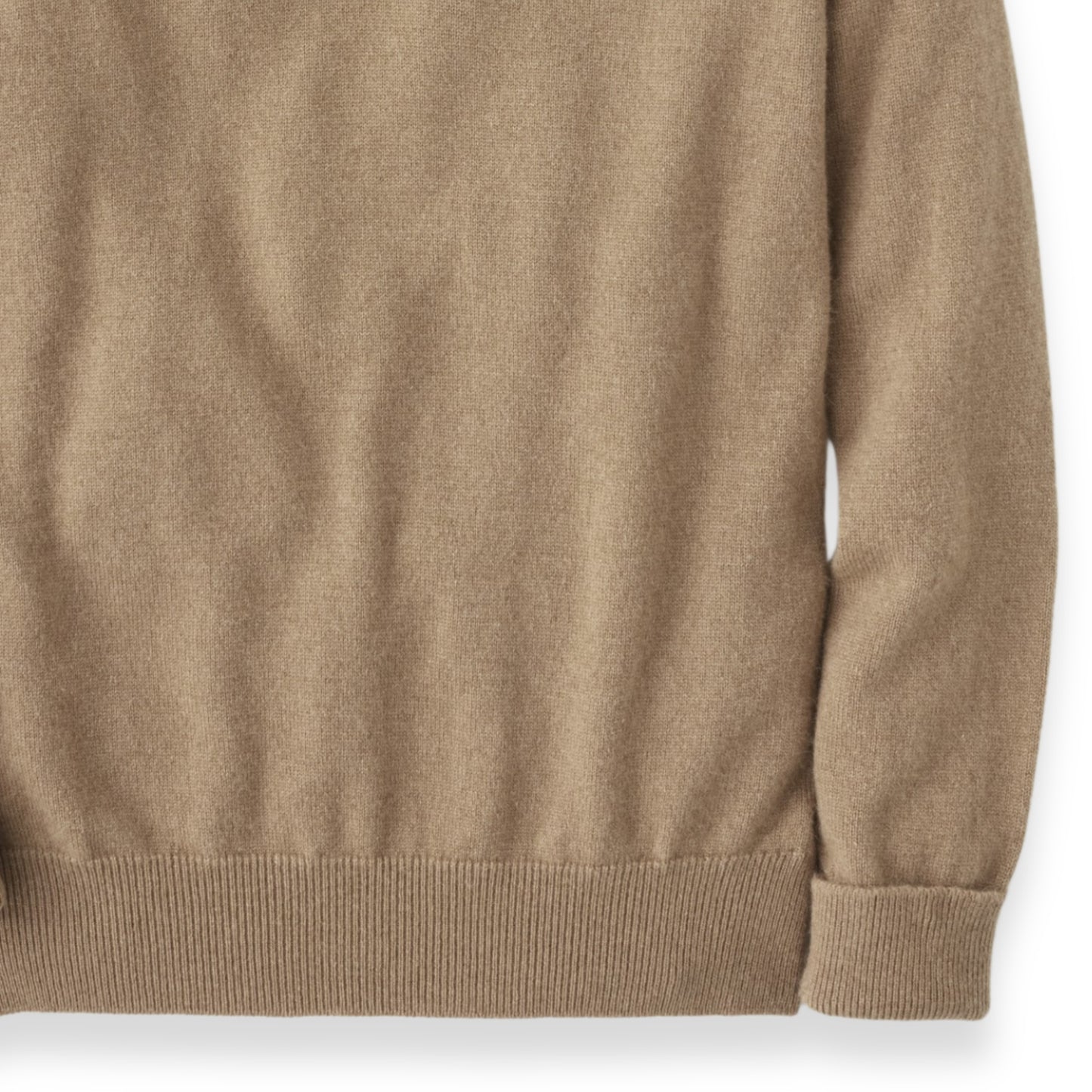 Men's Camel Hair V-Neck Sweater with Saddle Shoulder