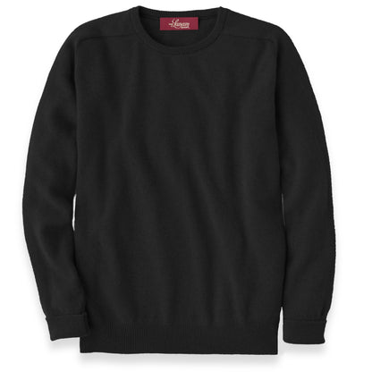 Men's Cashmere Crew Neck Sweater With Saddle Shoulder in Black