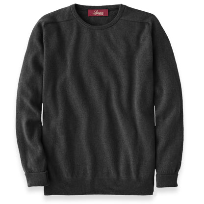 Men's Cashmere Crew Neck Sweater With Saddle Shoulder in Charcoal