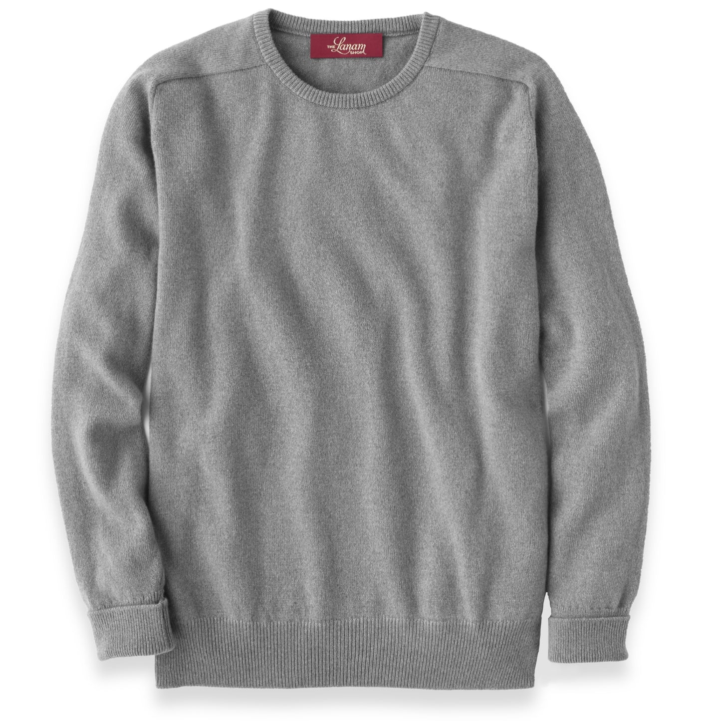 Men's Cashmere Crew Neck Sweater With Saddle Shoulder in Flannel