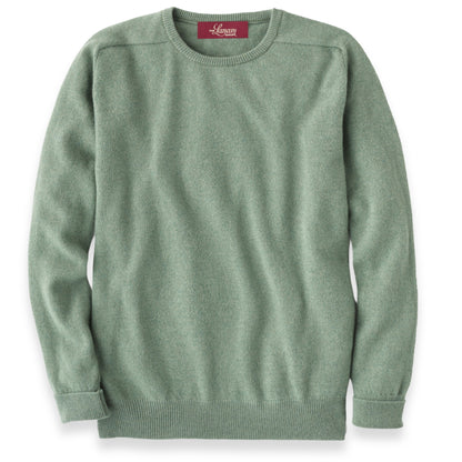 Men's Cashmere Crew Neck Sweater With Saddle Shoulder in Green Mix