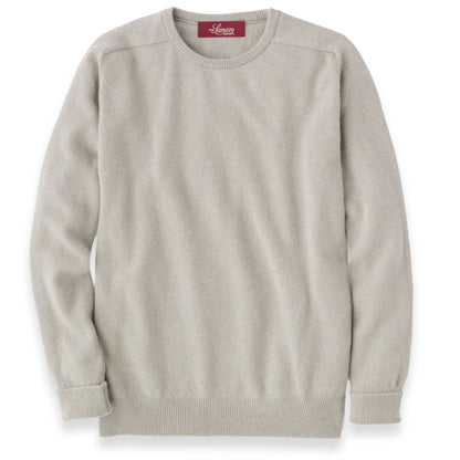 Men's Cashmere Crew Neck Sweater With Saddle Shoulder in Linen