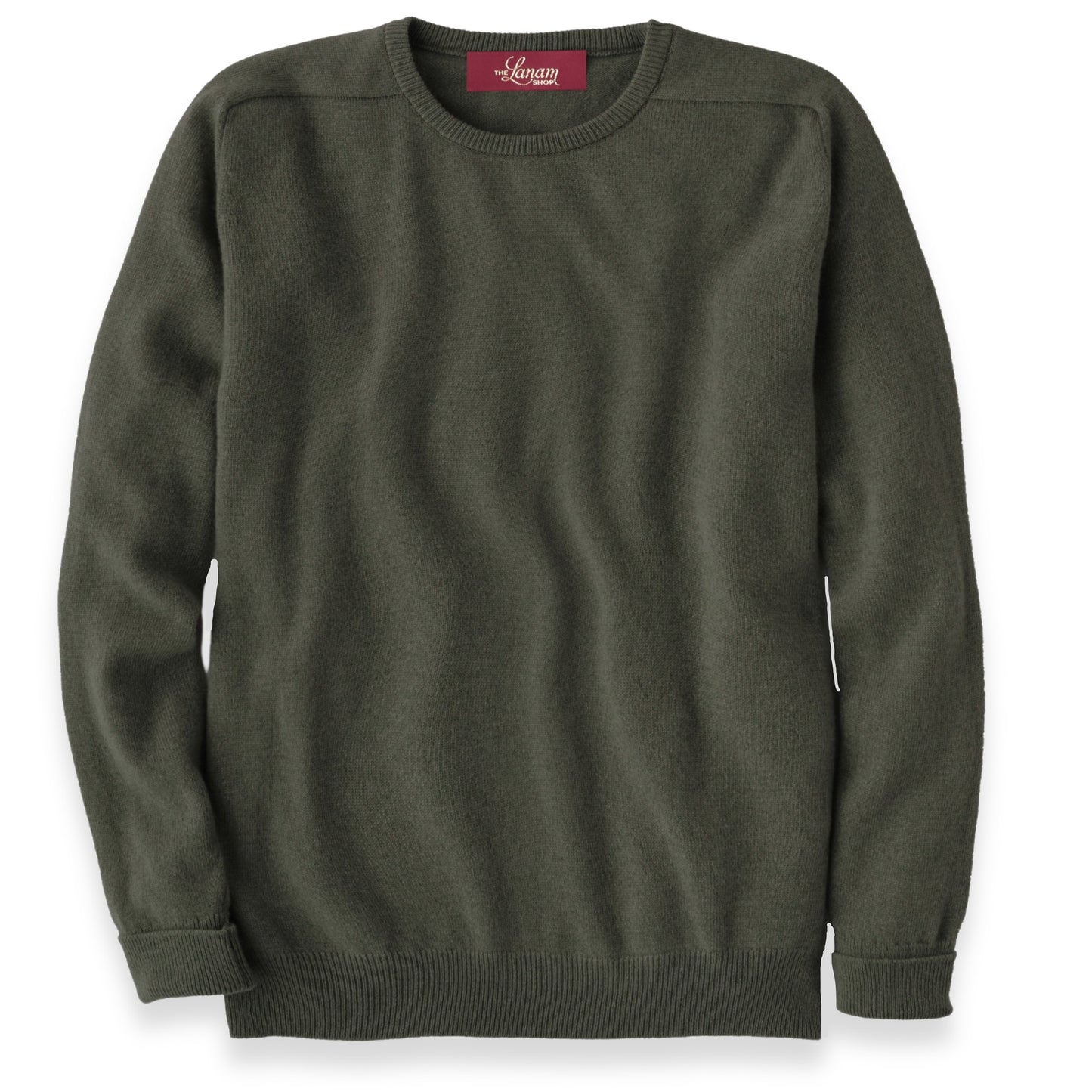 Men's Cashmere Crew Neck Sweater With Saddle Shoulder in Loden Mix