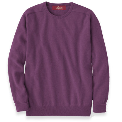 Men's Cashmere Crew Neck Sweater With Saddle Shoulder in Loganberry