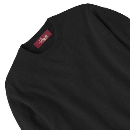 Men's Cashmere Crew Neck Sweater With Set-In Sleeve in Black