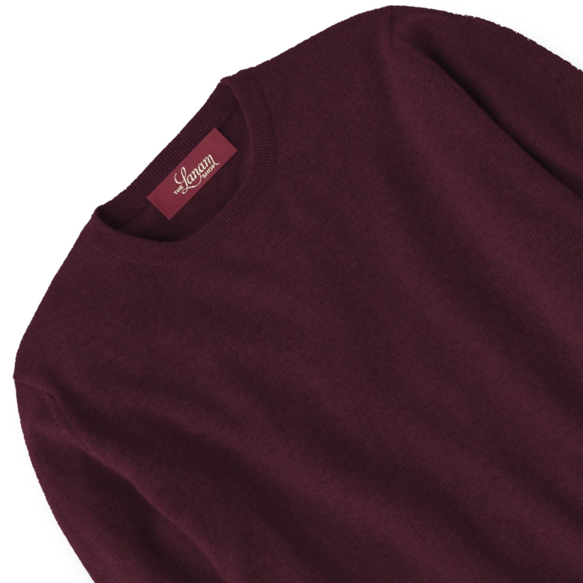 Men's Cashmere Crew Neck Sweater With Set-In Sleeve in Claret