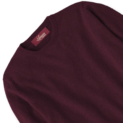 Men's Cashmere Crew Neck Sweater With Set-In Sleeve in Claret