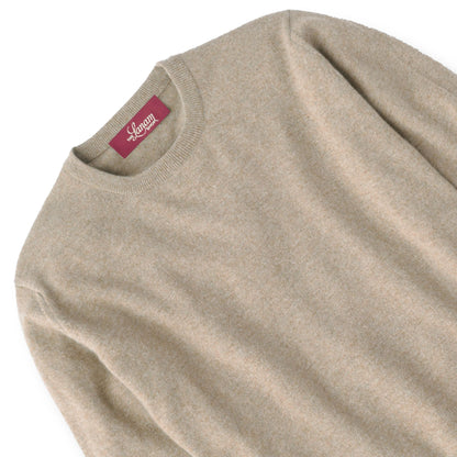 Men's Cashmere Crew Neck Sweater With Set-In Sleeve in Dark Natural