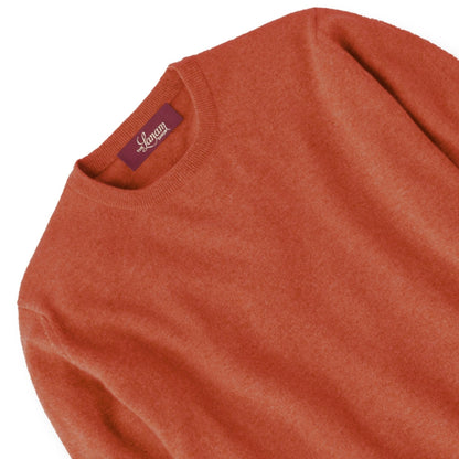 Men's Cashmere Crew Neck Sweater With Set-In Sleeve in Furnace