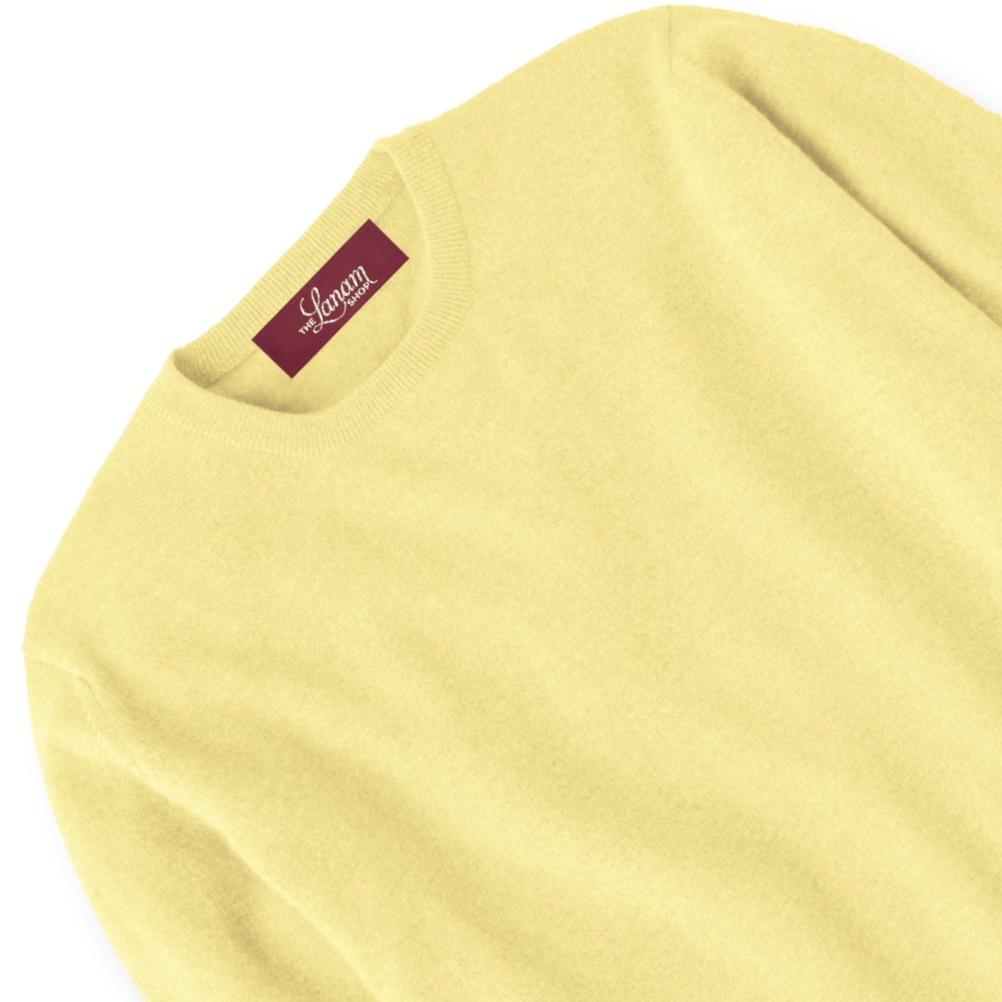 Men's Cashmere Crew Neck Sweater With Set-In Sleeve in Lemon Frost