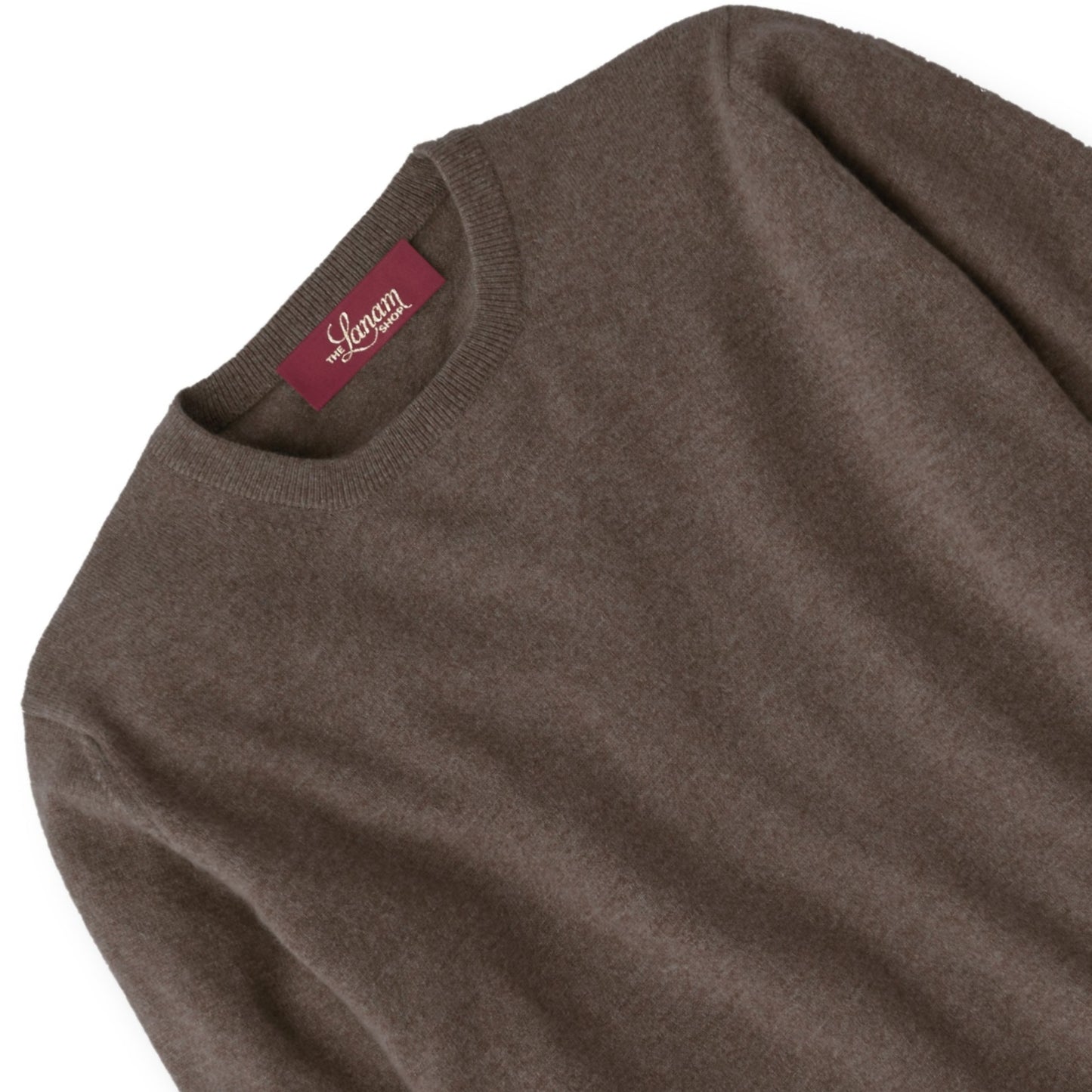 Men's Cashmere Crew Neck Sweater With Set-In Sleeve in Mocha