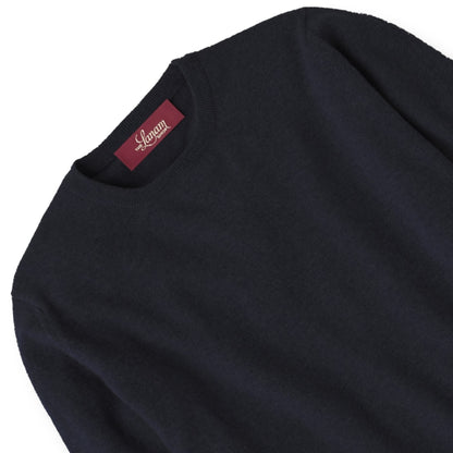 Men's Cashmere Crew Neck Sweater With Set-In Sleeve in Navy