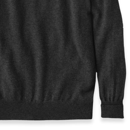 Men's Cashmere Crew Neck Sweater With Set-In Sleeve in Charcoal