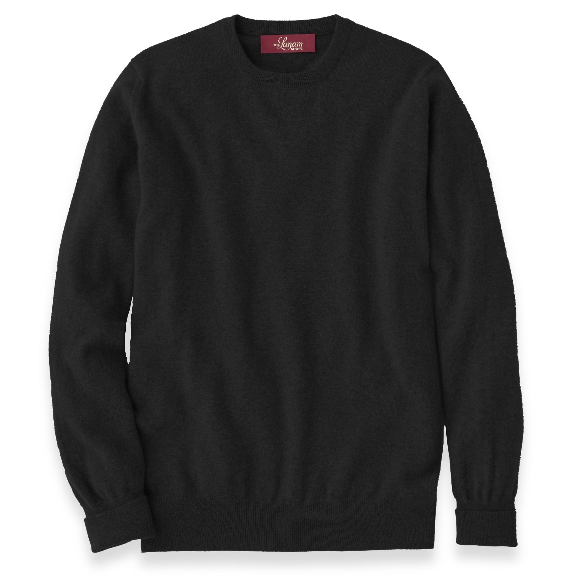 Men's Cashmere Crew Neck Sweater With Set-In Sleeve in Black