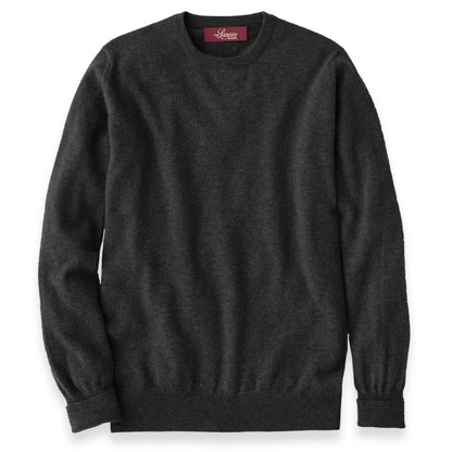 Men's Cashmere Crew Neck Sweater With Set-In Sleeve in Charcoal