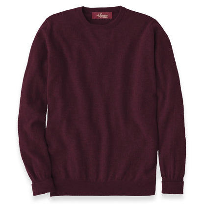 Men's Cashmere Crew Neck Sweater With Set-In Sleeve in Claret