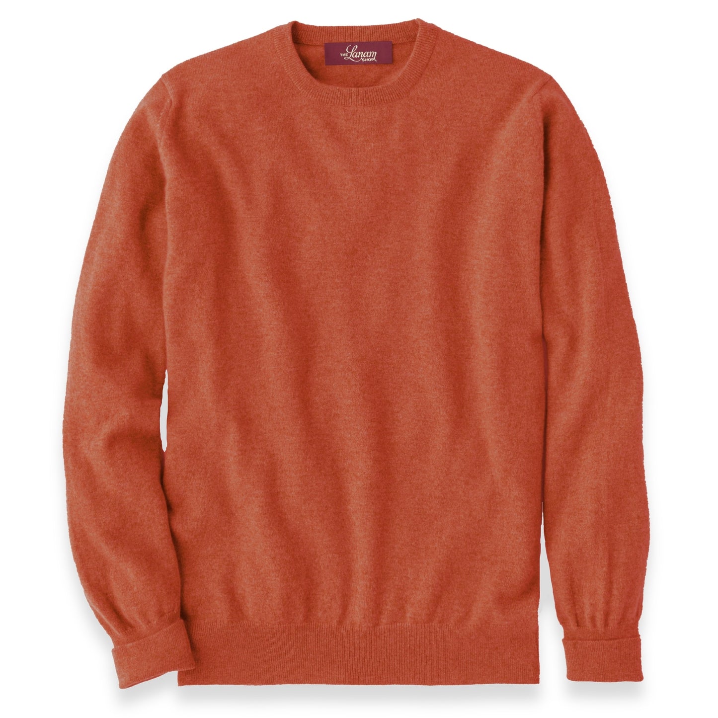 Men's Cashmere Crew Neck Sweater With Set-In Sleeve in Furnace