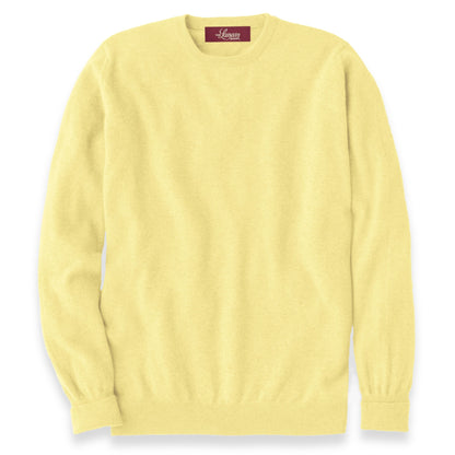 Men's Cashmere Crew Neck Sweater With Set-In Sleeve in Lemon Frost