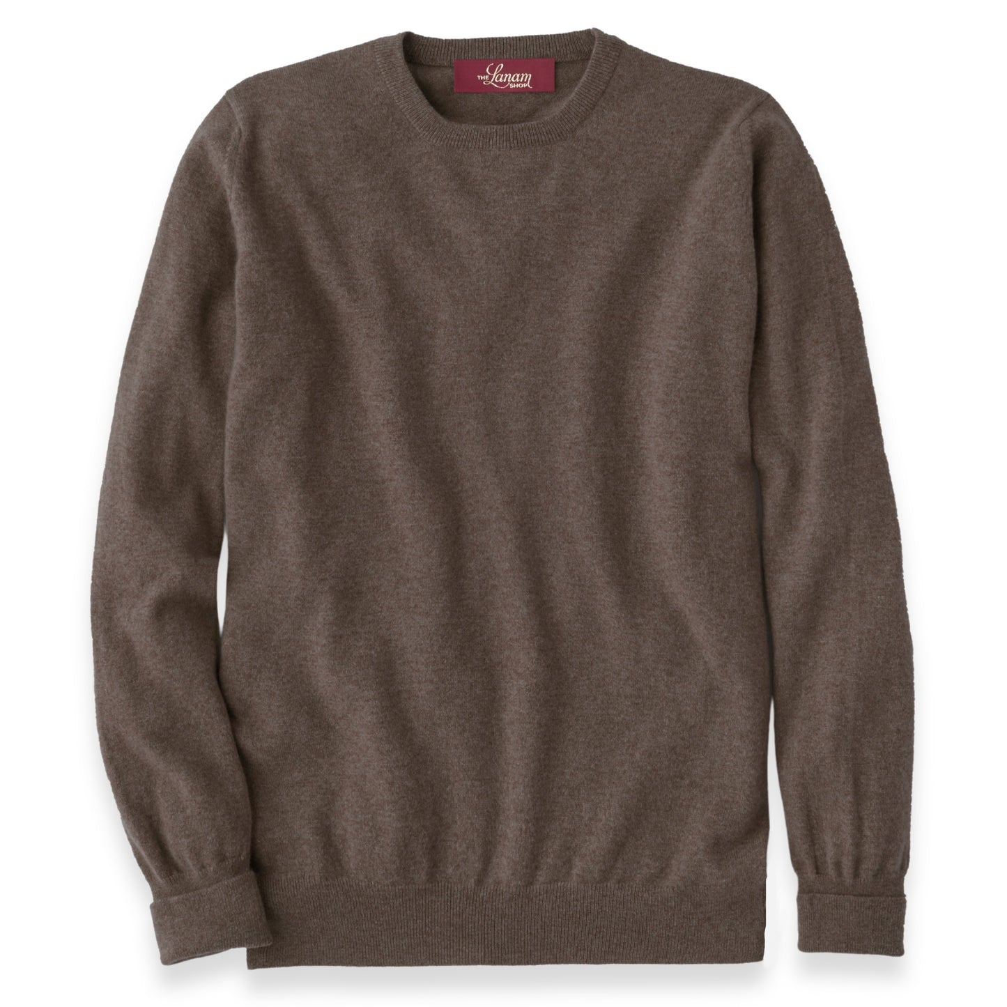 Men's Cashmere Crew Neck Sweater With Set-In Sleeve in Mocha