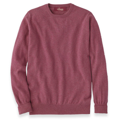 Men's Cashmere Crew Neck Sweater With Set-In Sleeve in Poppy Mel