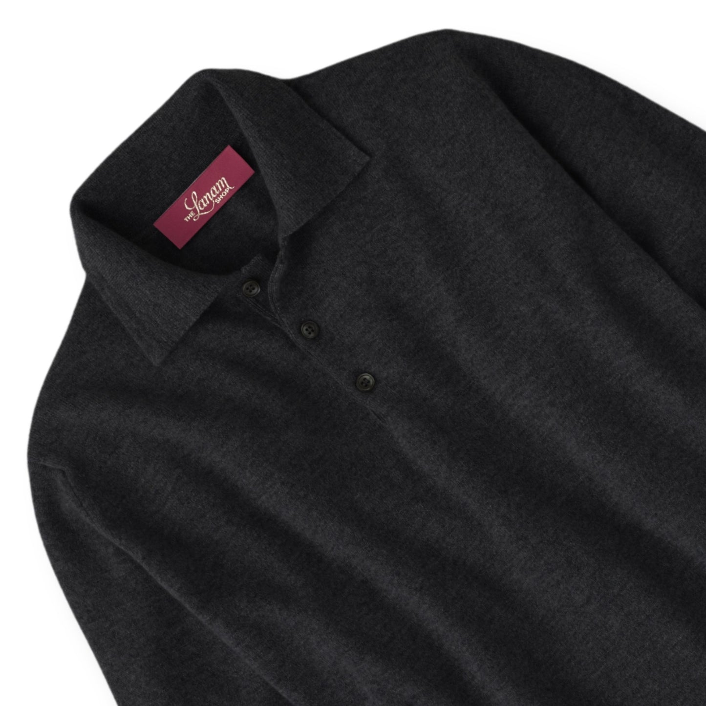 Men's Cashmere Polo Shirt Sweater in Charcoal