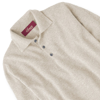 Men's Cashmere Polo Shirt Sweater in Linen