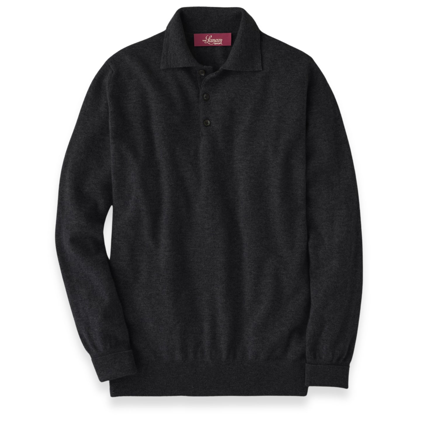 Men's Cashmere Polo Shirt Sweater in Charcoal