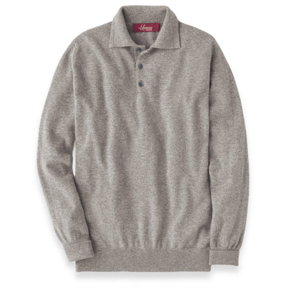 Men's Cashmere Polo Shirt Sweater in Dark Natural