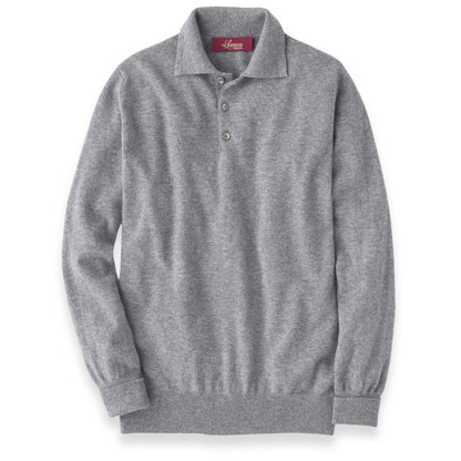 Men's Cashmere Polo Shirt Sweater in Flannel