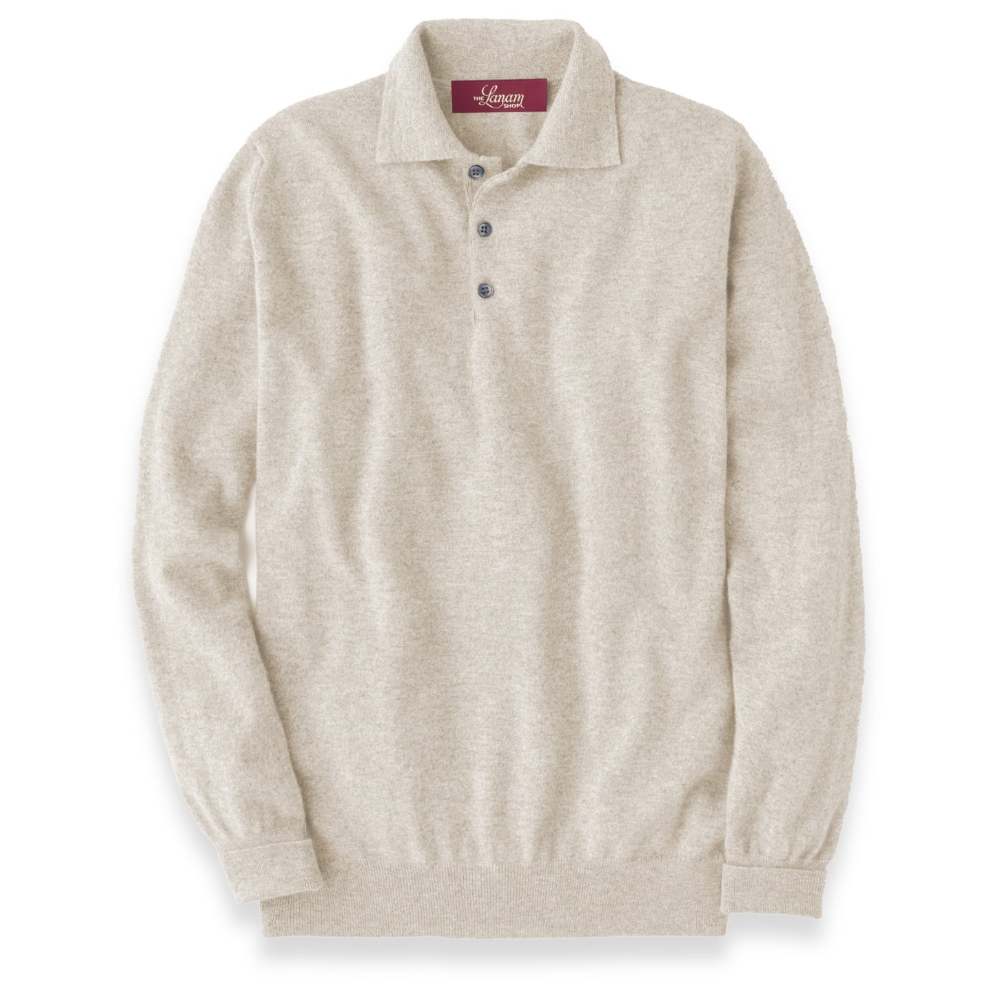 Men's Cashmere Polo Shirt Sweater in Linen