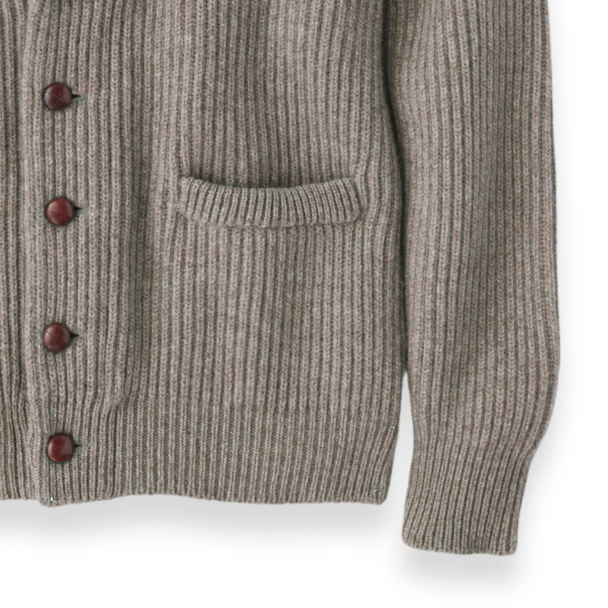 Cashmere Shawl Collar Cardigan in Dark Natural